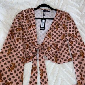 Nastygal Tiger Tie Shirt